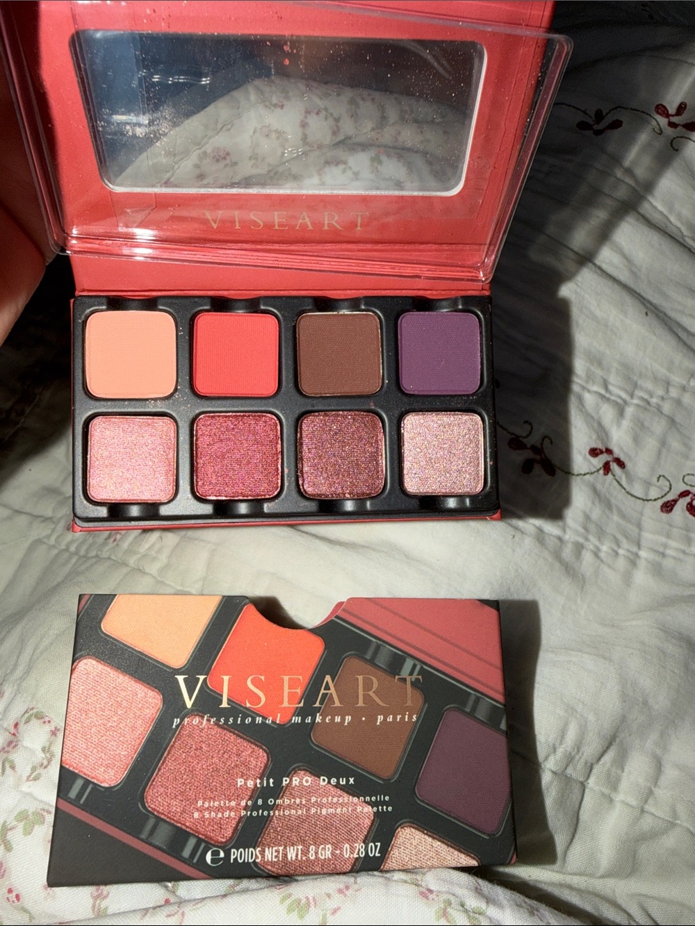 Viseart Petit Pro Deux Eyeshadow Palette - Peach, Coral, Brown & Purple